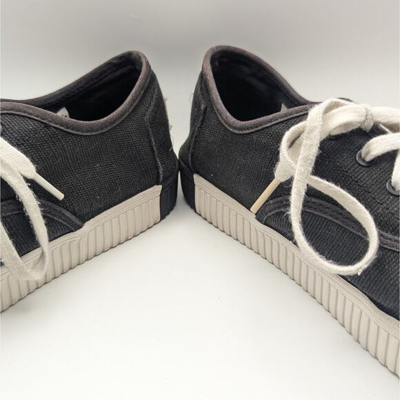 TOMS Cordones Boardwalk Black Canvas Lace Up Fashion Sneakers Women's Size 7.5 - Picture 4 of 10
